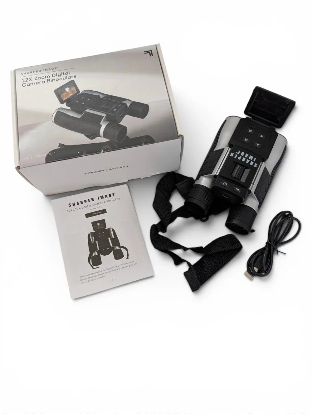 SHARPER IMAGE Digital Camera Binoculars Black Silver 12X Zoom Neew